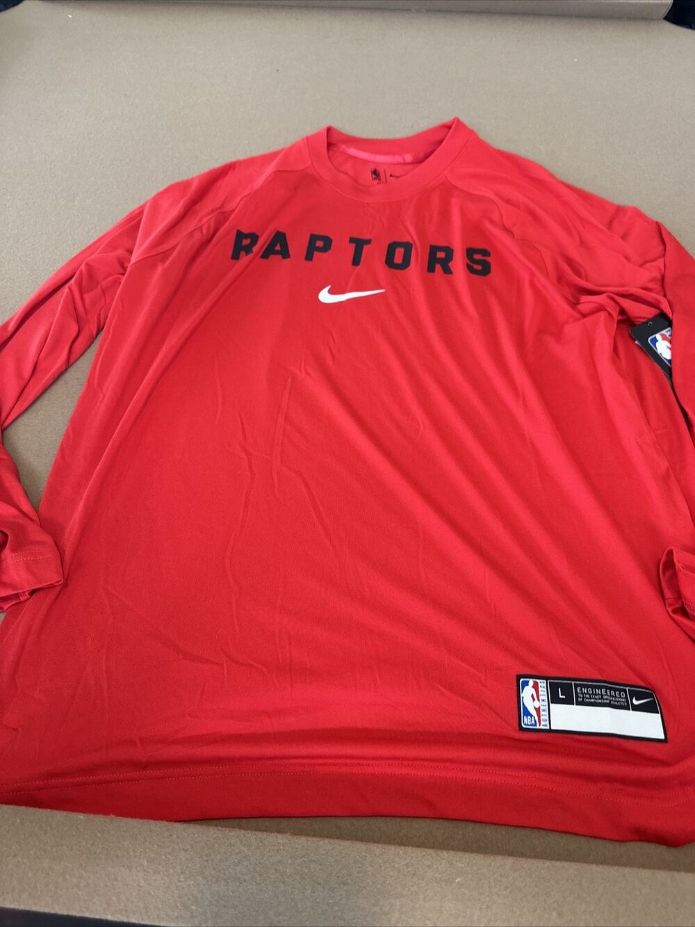 Nike Red Toronto Raptors 75th Team Issue Pregame Raglan Performance L/S Large